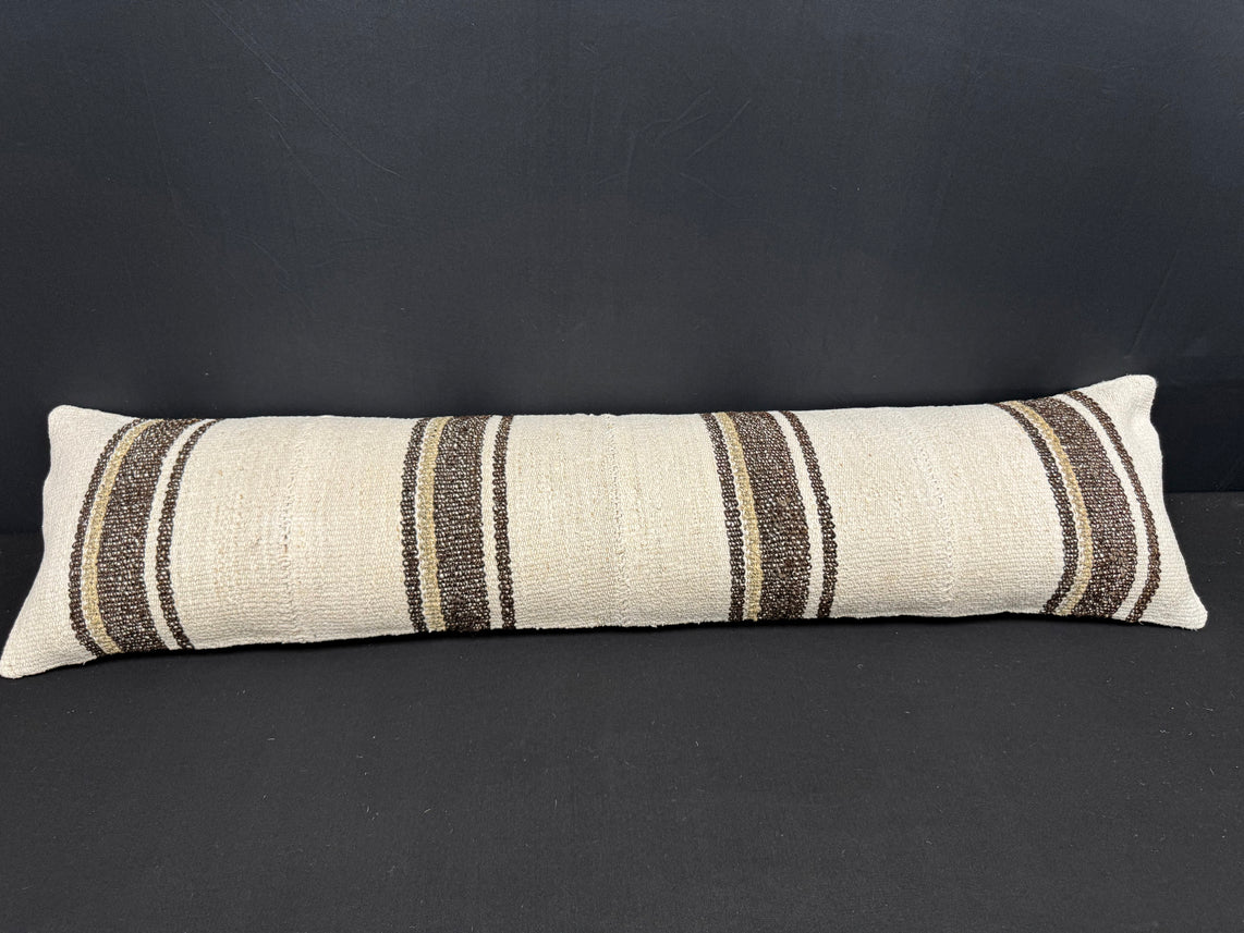 Turkish Hemp Pillow Cushion Natural Beige Brown Cushion Cover 12x46 #30320
