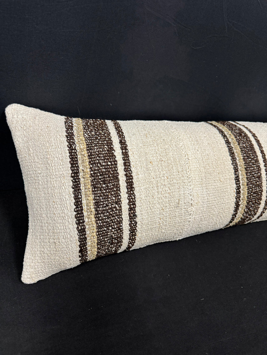 Turkish Hemp Pillow Cushion Natural Beige Brown Cushion Cover 12x46 #30320