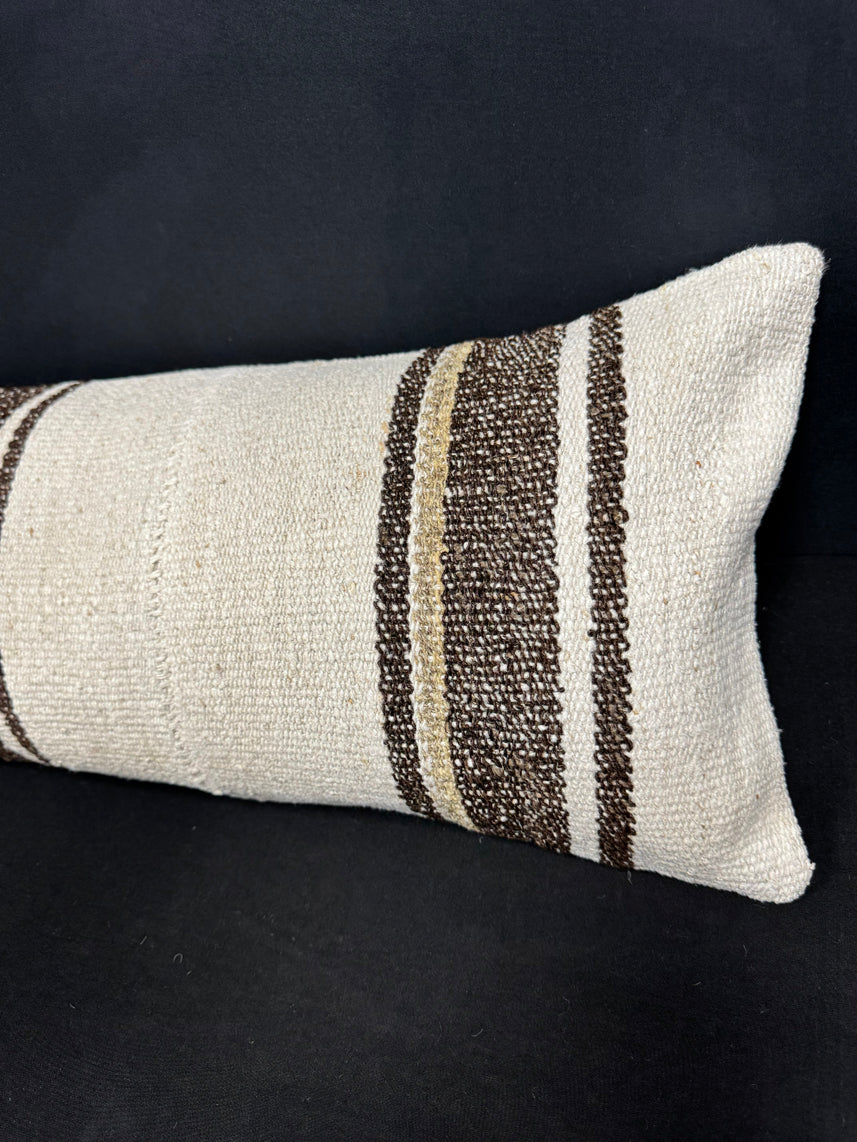 Turkish Hemp Pillow Cushion Natural Beige Brown Cushion Cover 12x46 #30320