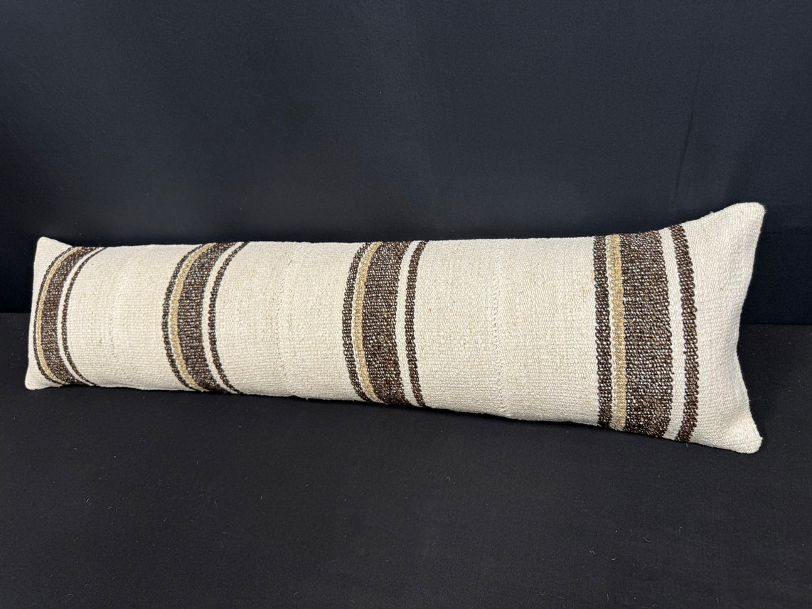 Turkish Hemp Pillow Cushion Natural Beige Brown Cushion Cover 12x46 #30320