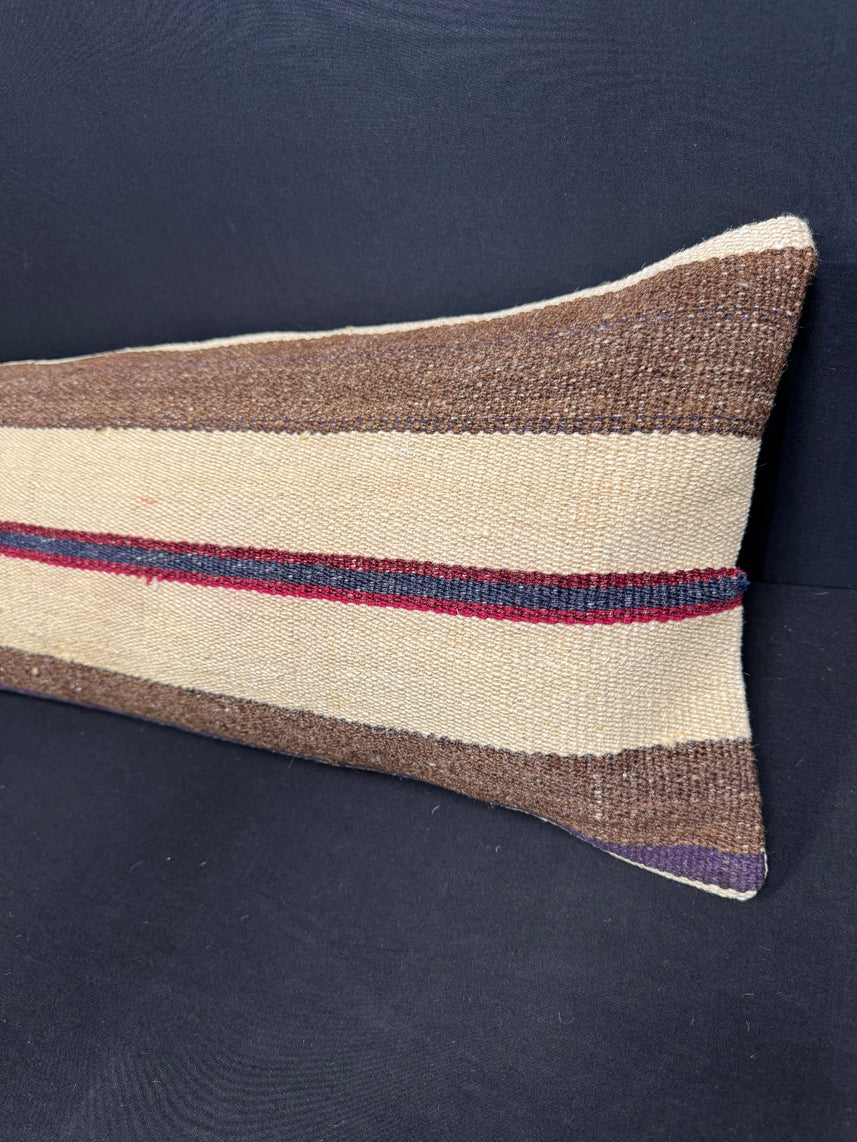 Turkish Hemp Pillow Cushion Natural Beige Brown Cushion Cover 12x46 #30339
