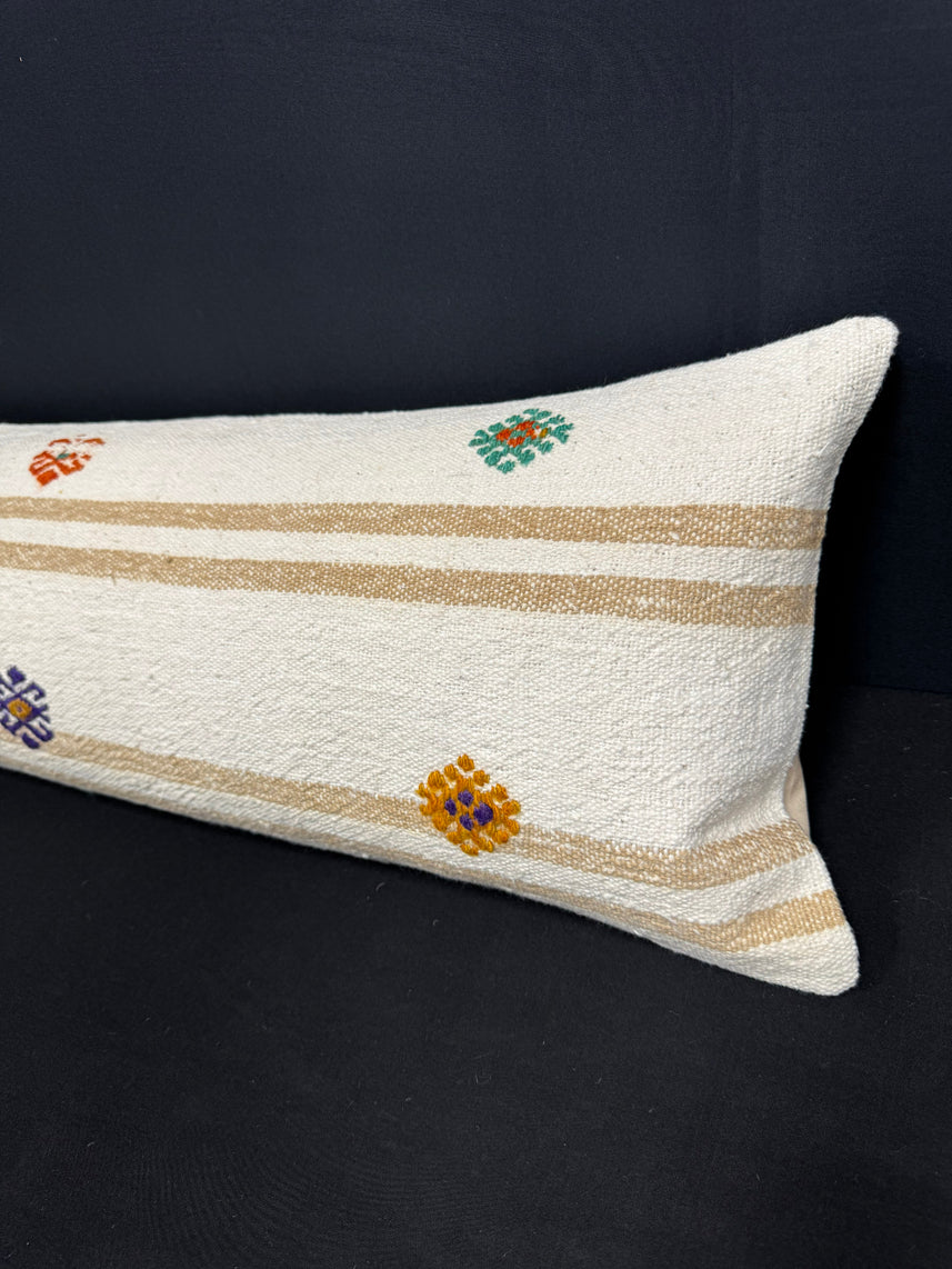 Turkish Hemp Pillow Cushion Natural Beige Brown Cushion Cover 12x46 #30305
