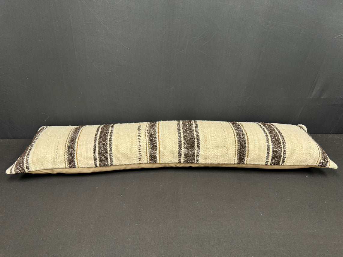Turkish Hemp Pillow Cushion Natural Beige Black Cushion Cover 12x46 #30310