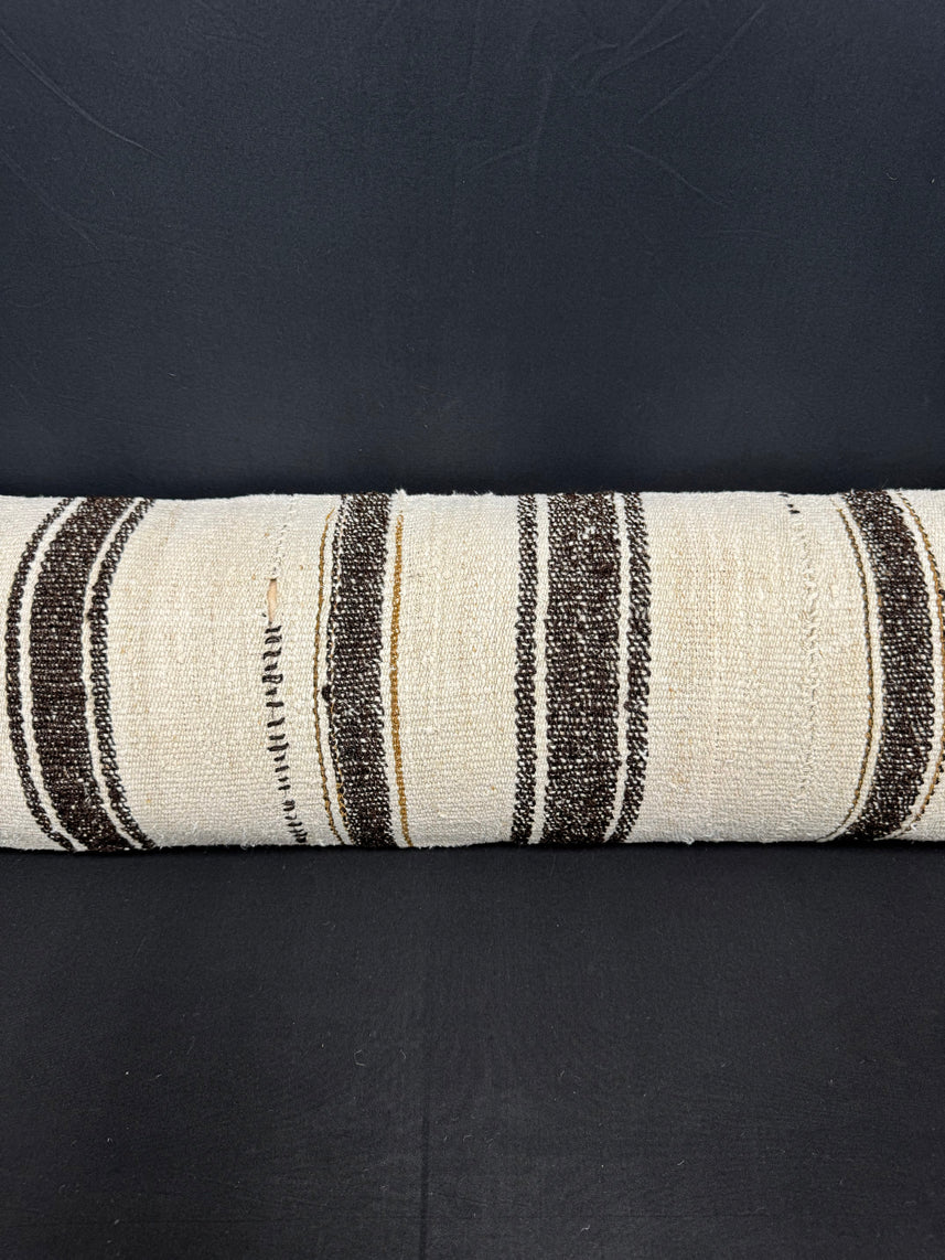 Turkish Hemp Pillow Cushion Natural Beige Black Cushion Cover 12x46 #30310