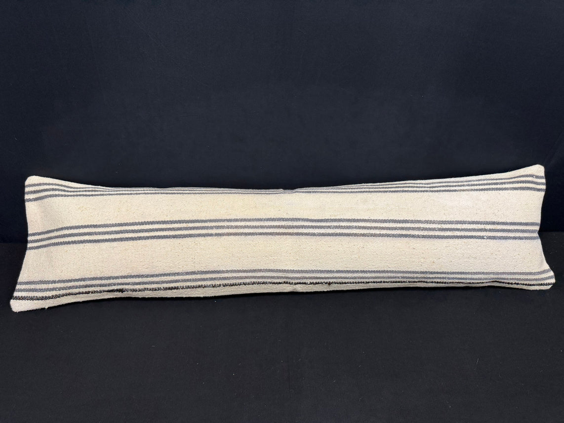 Turkish Hemp Pillow Cushion Natural Beige Gray Cushion Cover 12x46 #30304