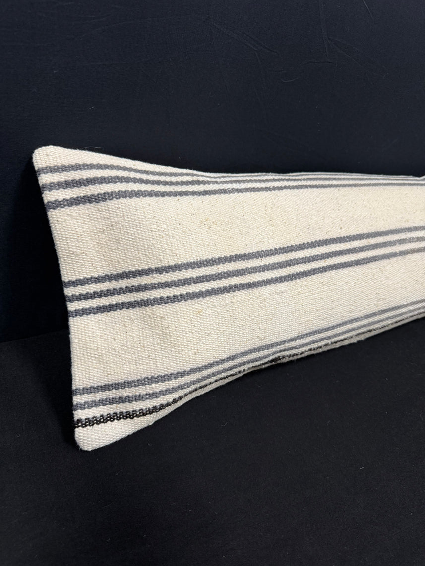 Turkish Hemp Pillow Cushion Natural Beige Gray Cushion Cover 12x46 #30304