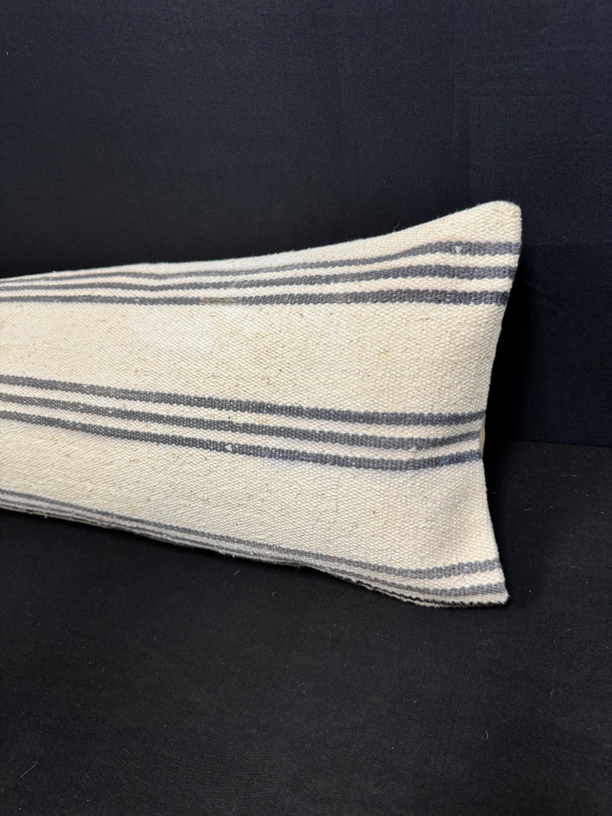 Turkish Hemp Pillow Cushion Natural Beige Gray Cushion Cover 12x46 #30304