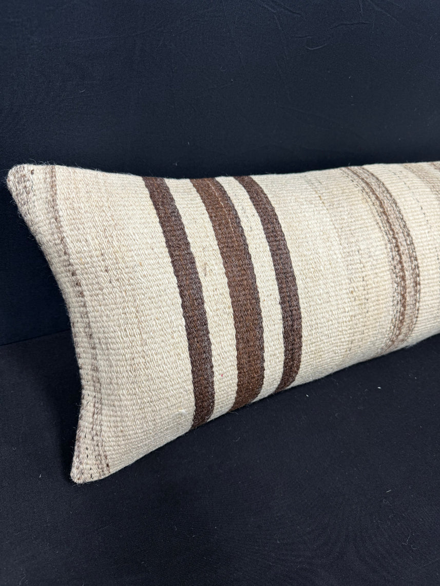Turkish Hemp Pillow Cushion Natural Beige Brown Cushion Cover 12x46 #30328