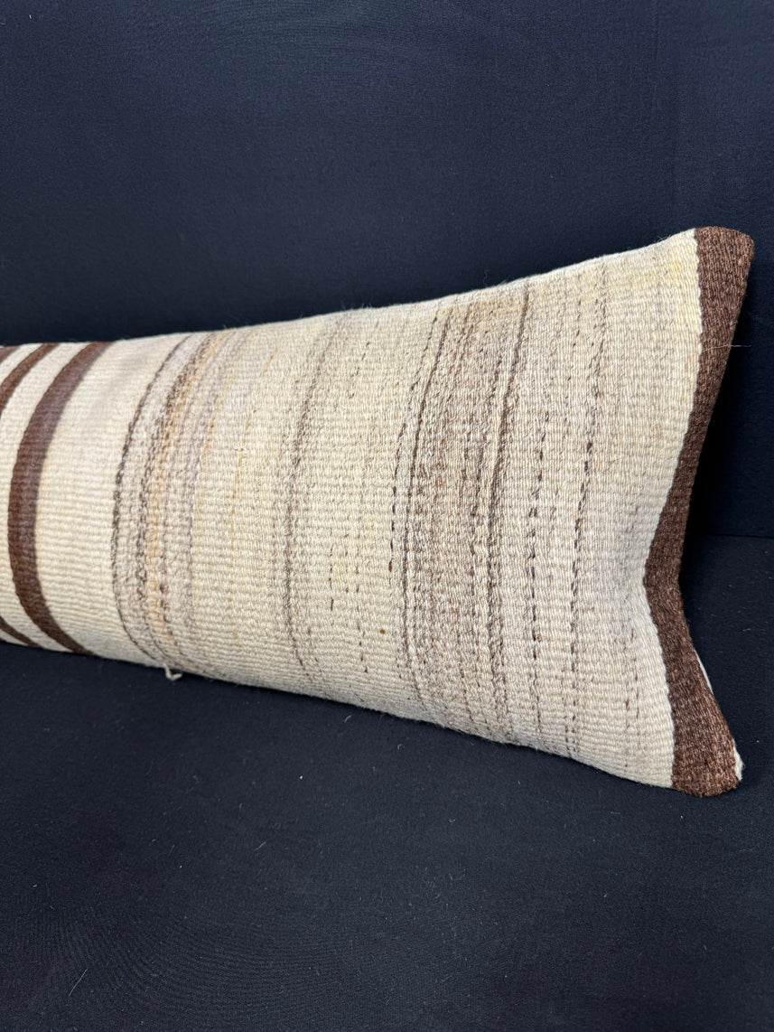 Turkish Hemp Pillow Cushion Natural Beige Brown Cushion Cover 12x46 #30328