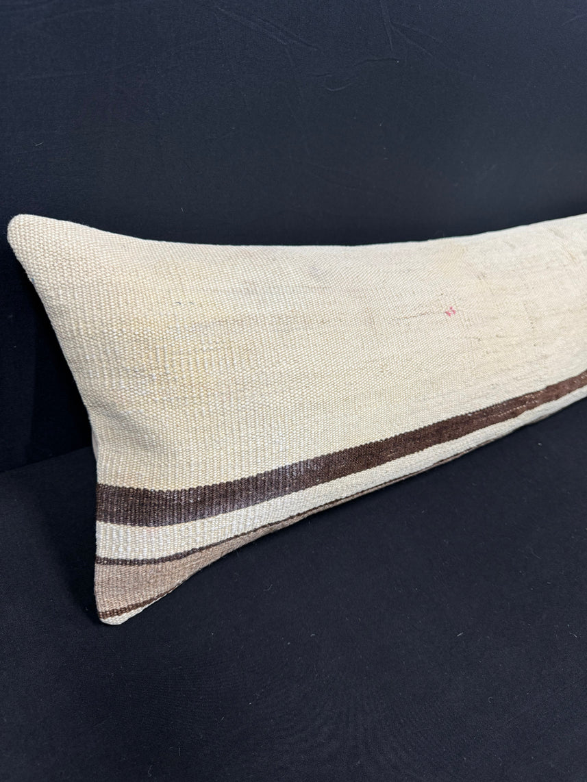 Turkish Hemp Pillow Cushion Natural Beige Brown Cushion Cover 12x46 #30291