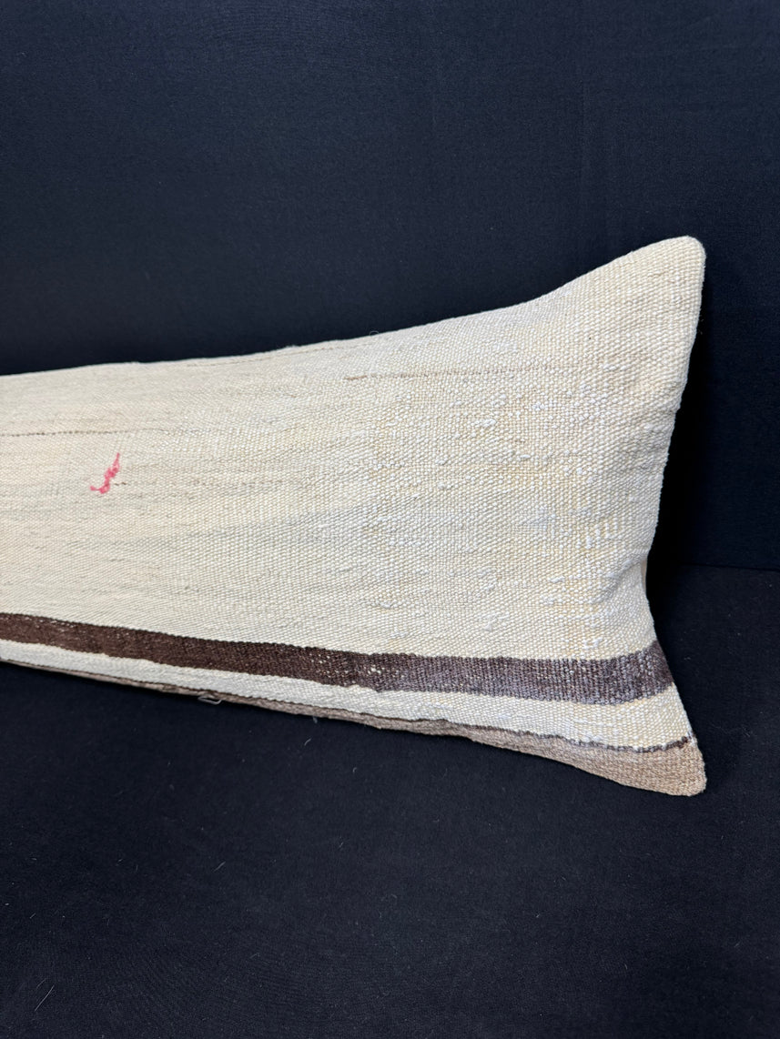 Turkish Hemp Pillow Cushion Natural Beige Brown Cushion Cover 12x46 #30291