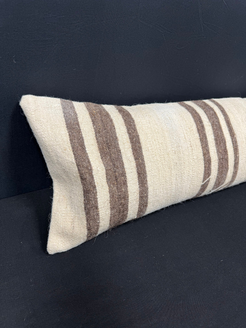 Turkish Hemp Pillow Cushion Natural Beige Brown Cushion Cover 12x46 #30292