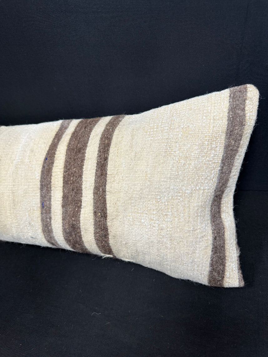 Turkish Hemp Pillow Cushion Natural Beige Brown Cushion Cover 12x46 #30292