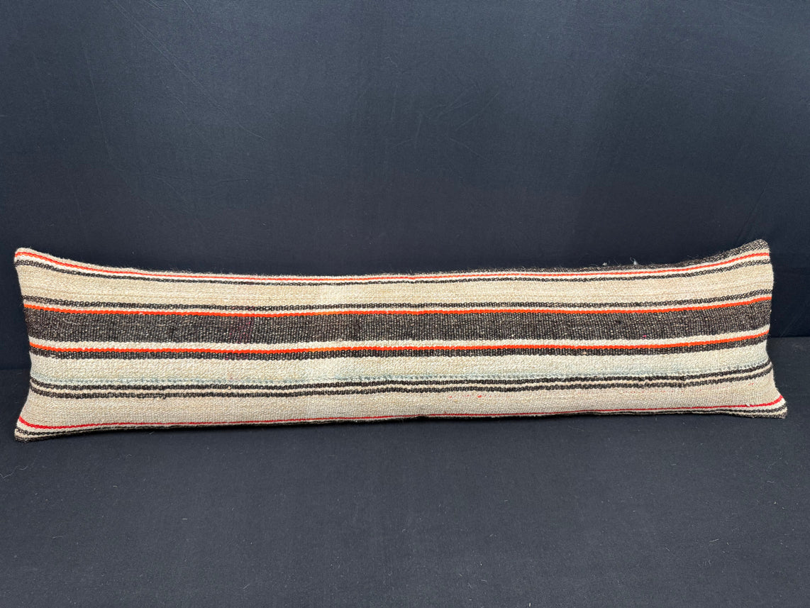 Turkish Hemp Pillow Cushion Natural Beige Black Cushion Cover 12x46 #30289