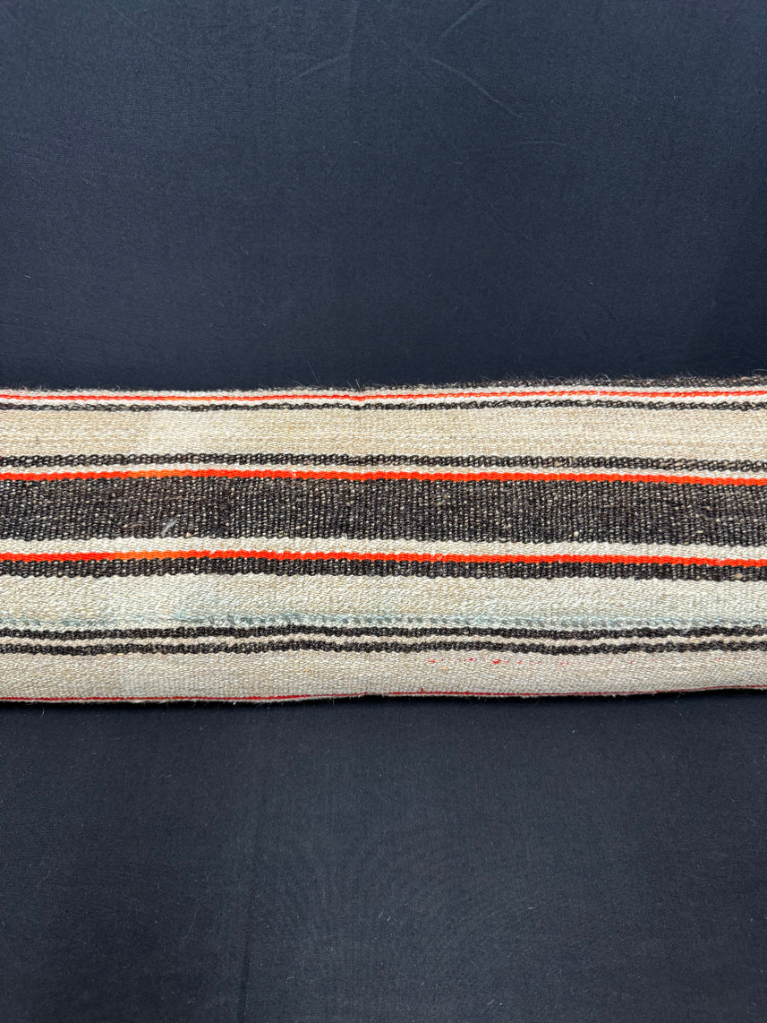 Turkish Hemp Pillow Cushion Natural Beige Black Cushion Cover 12x46 #30289