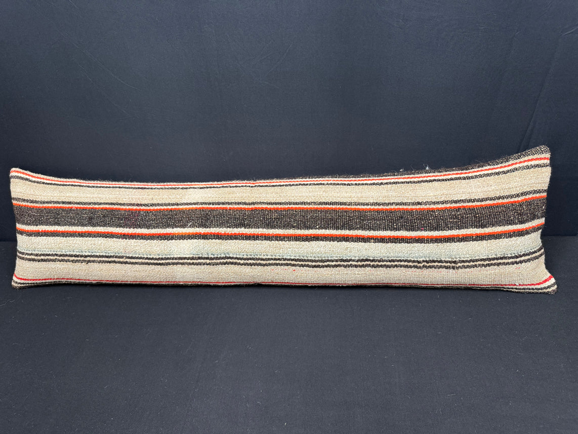 Turkish Hemp Pillow Cushion Natural Beige Black Cushion Cover 12x46 #30289