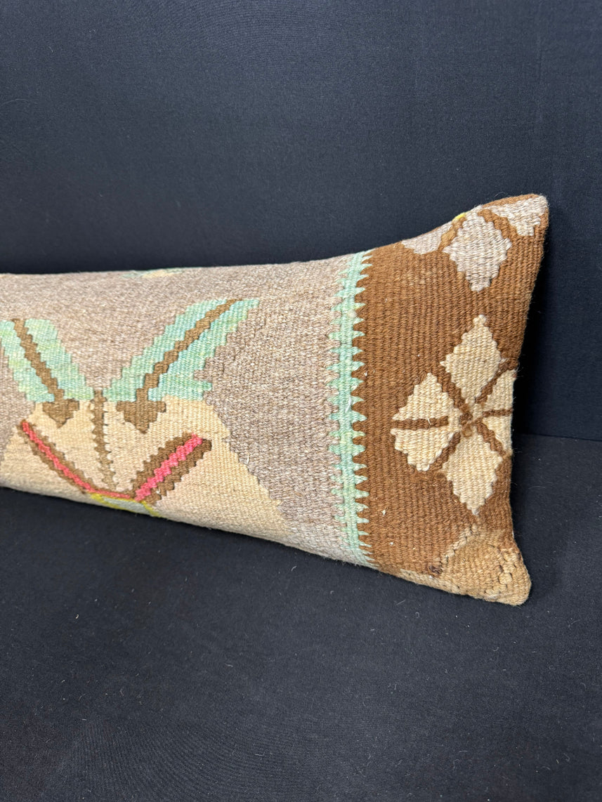 Turkish Hemp Pillow Cushion Natural Beige Brown Cushion Cover 12x46 #30525