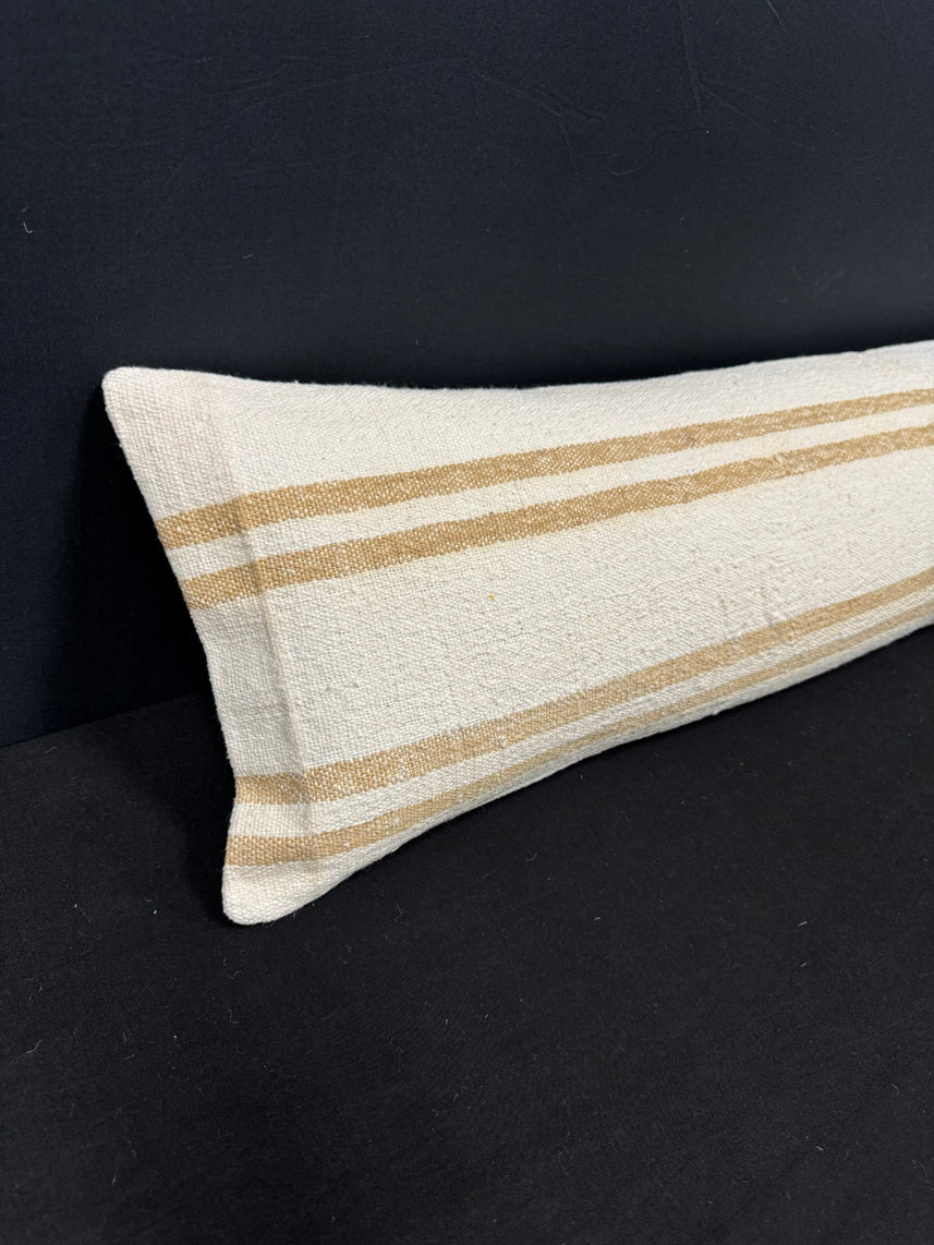 Turkish Hemp Pillow Cushion Natural Beige Brown Cushion Cover 12x46 #30312