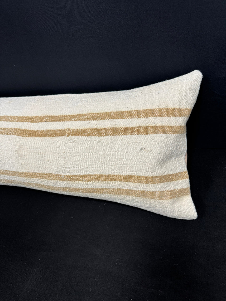 Turkish Hemp Pillow Cushion Natural Beige Brown Cushion Cover 12x46 #30312