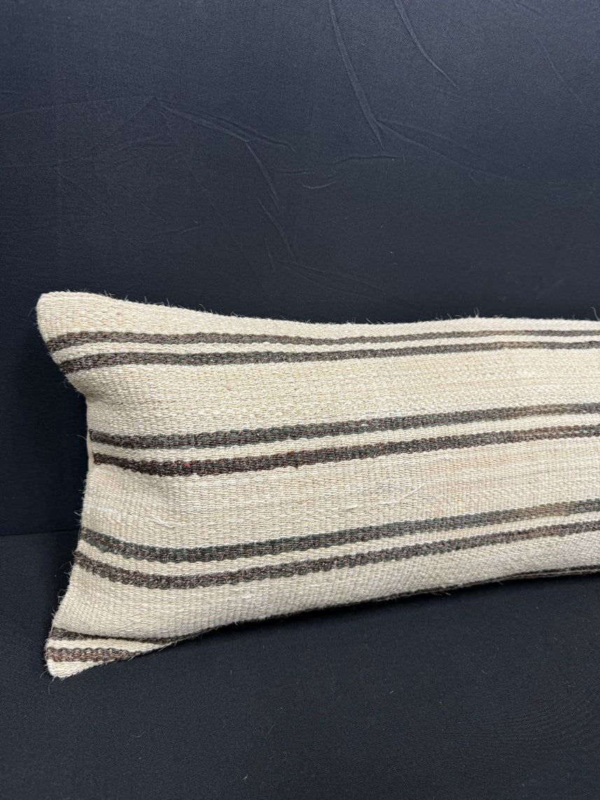 Turkish Hemp Pillow Cushion Natural Beige Brown Cushion Cover 12x46 #30286