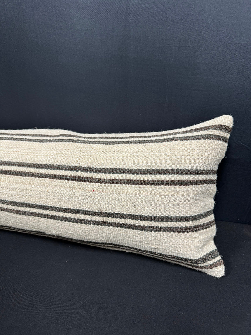 Turkish Hemp Pillow Cushion Natural Beige Brown Cushion Cover 12x46 #30286