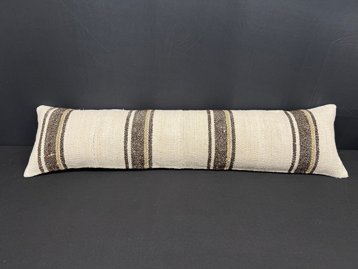 Turkish Hemp Pillow Cushion Natural Beige Brown Cushion Cover 12x46 #30316