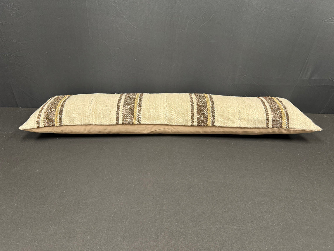 Turkish Hemp Pillow Cushion Natural Beige Brown Cushion Cover 12x46 #30316