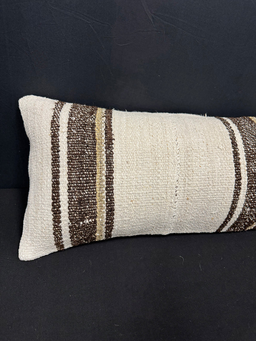 Turkish Hemp Pillow Cushion Natural Beige Brown Cushion Cover 12x46 #30316