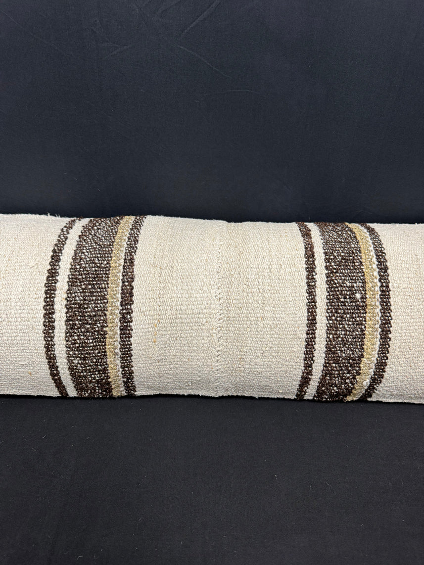 Turkish Hemp Pillow Cushion Natural Beige Brown Cushion Cover 12x46 #30316