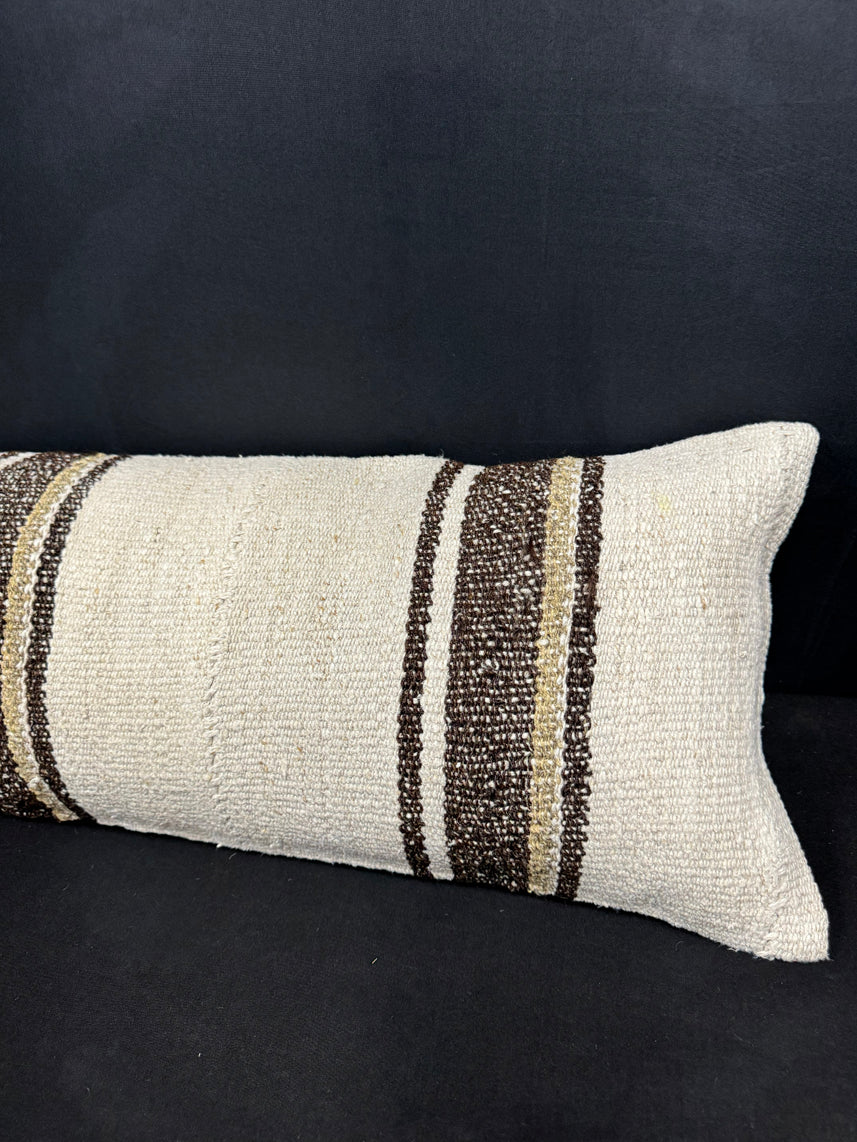 Turkish Hemp Pillow Cushion Natural Beige Brown Cushion Cover 12x46 #30316