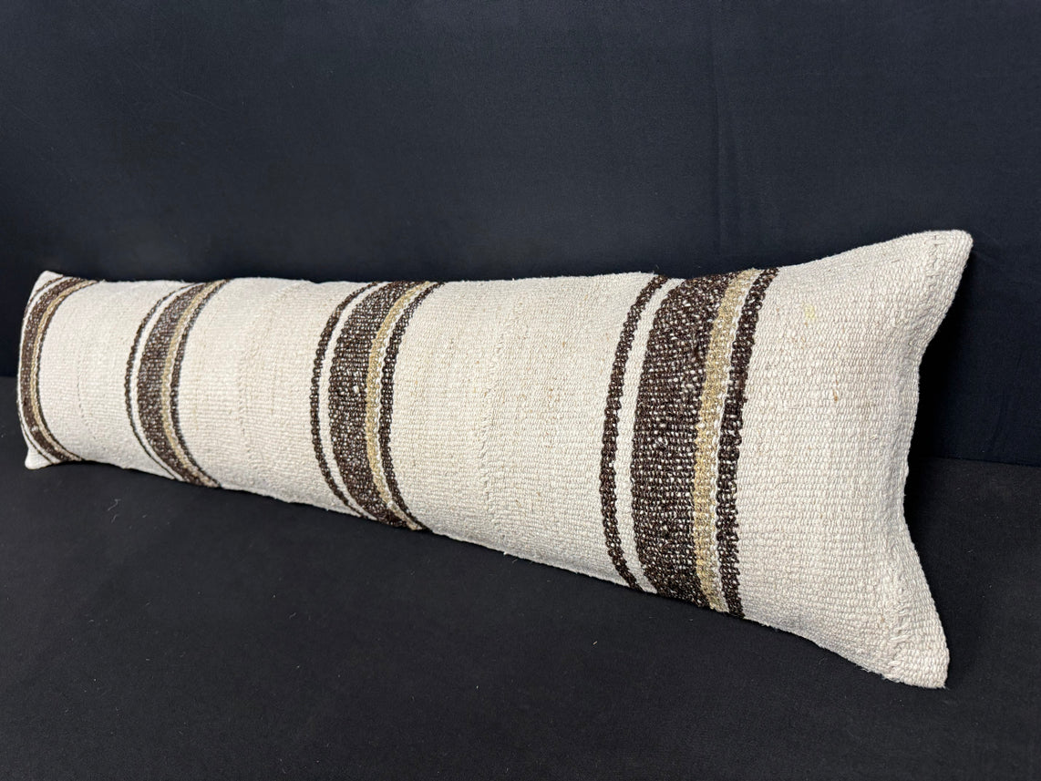 Turkish Hemp Pillow Cushion Natural Beige Brown Cushion Cover 12x46 #30316