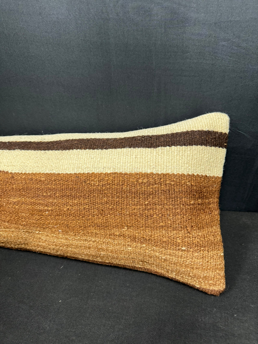 Turkish Hemp Pillow Cushion Natural Beige Brown Cushion Cover 12x46 #30332