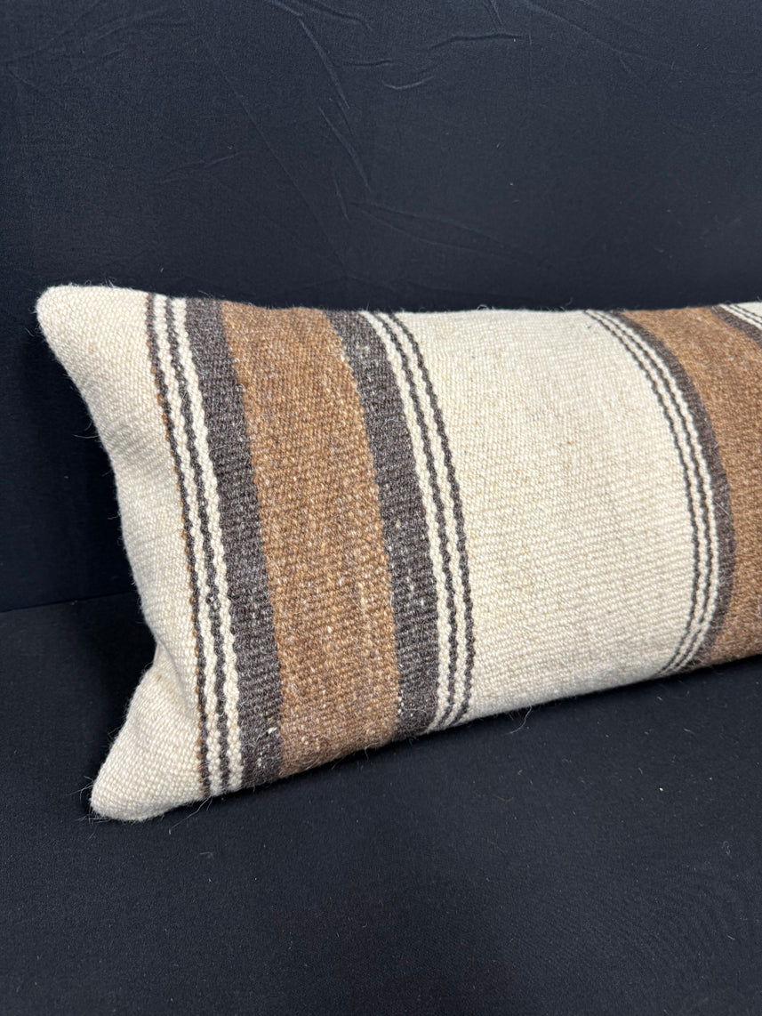 Turkish Hemp Pillow Cushion Natural Beige Brown Cushion Cover 12x46 #30325