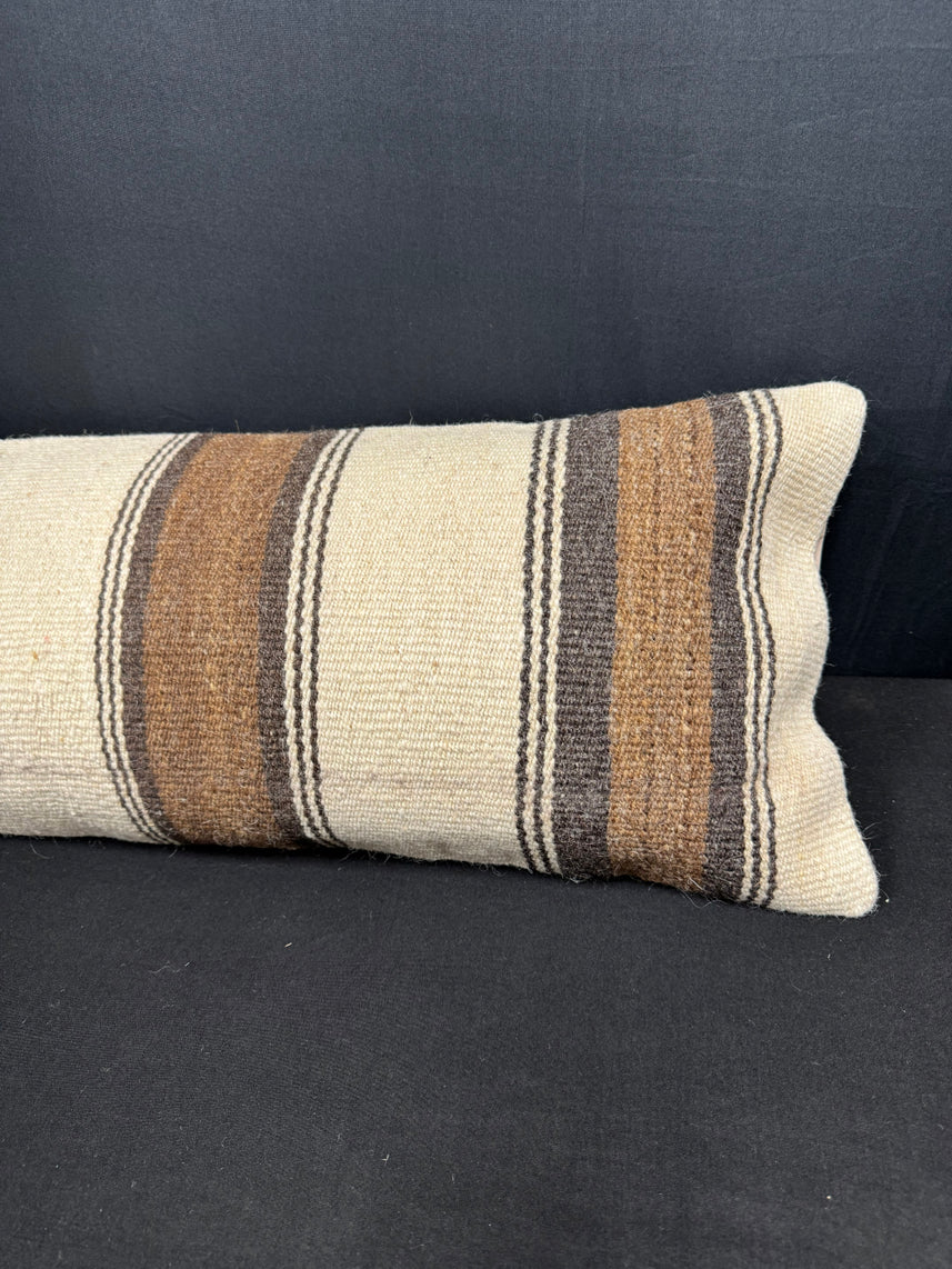 Turkish Hemp Pillow Cushion Natural Beige Brown Cushion Cover 12x46 #30325