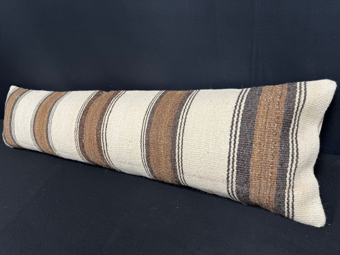 Turkish Hemp Pillow Cushion Natural Beige Brown Cushion Cover 12x46 #30325