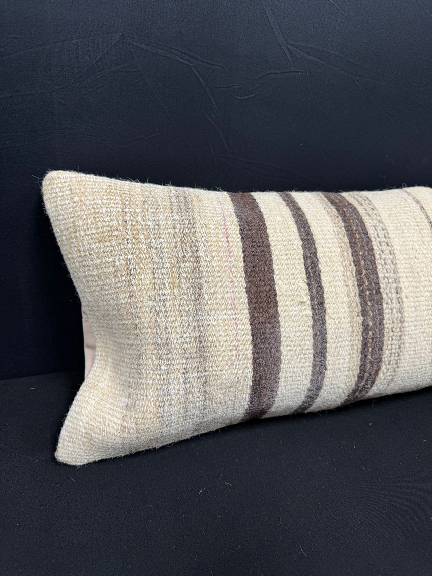 Turkish Hemp Pillow Cushion Natural Beige Brown Cushion Cover 12x46 #30314