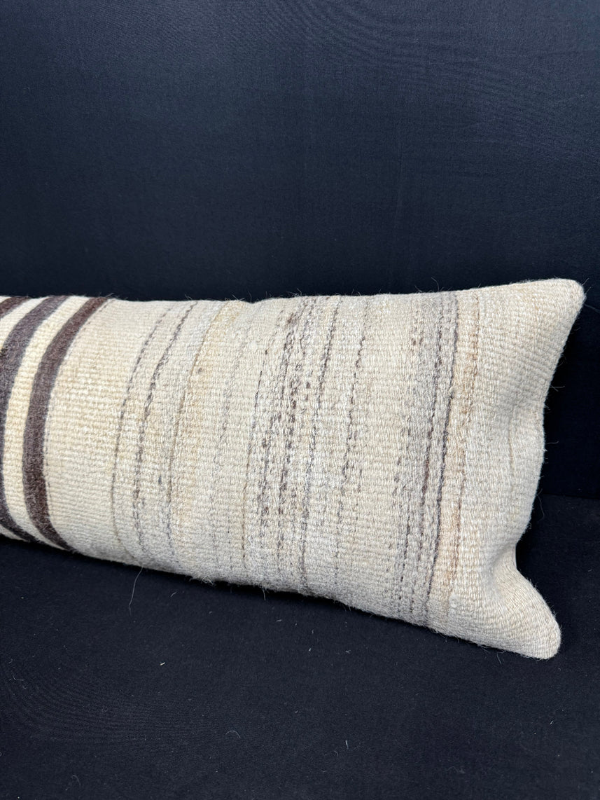 Turkish Hemp Pillow Cushion Natural Beige Brown Cushion Cover 12x46 #30314