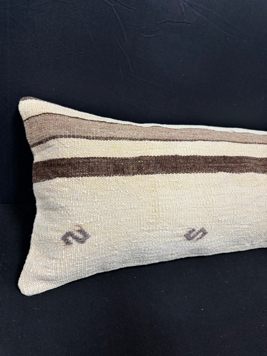 Turkish Hemp Pillow Cushion Natural Beige Brown Cushion Cover 12x46 #30324