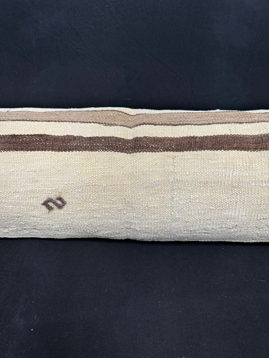 Turkish Hemp Pillow Cushion Natural Beige Brown Cushion Cover 12x46 #30324