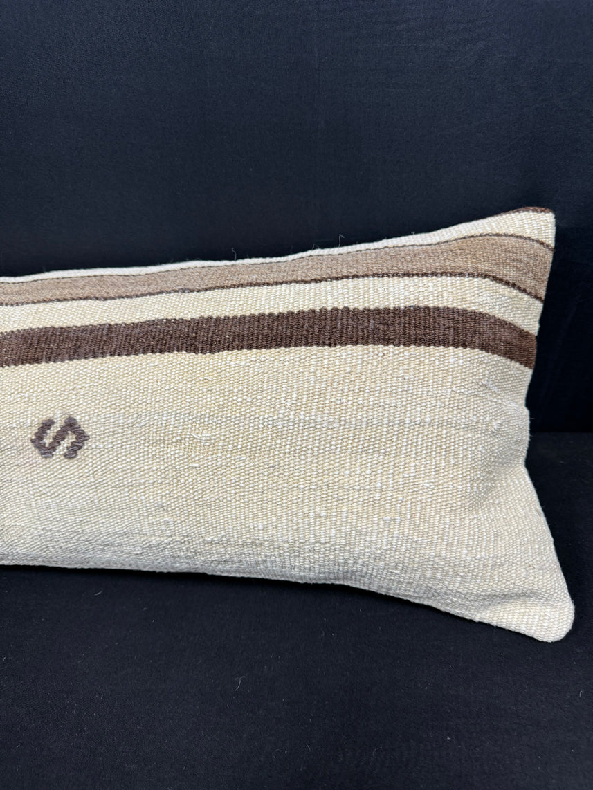 Turkish Hemp Pillow Cushion Natural Beige Brown Cushion Cover 12x46 #30324