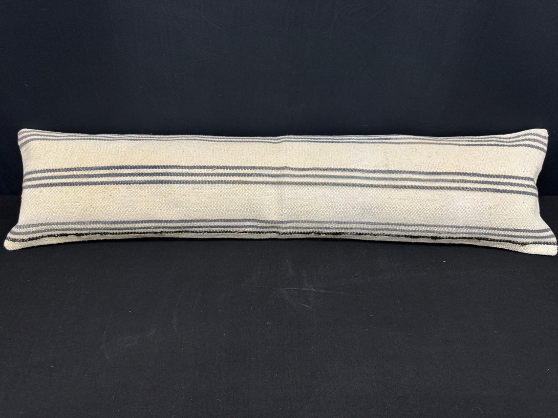 Turkish Hemp Pillow Cushion Natural Beige Gray Cushion Cover 12x46 #30323