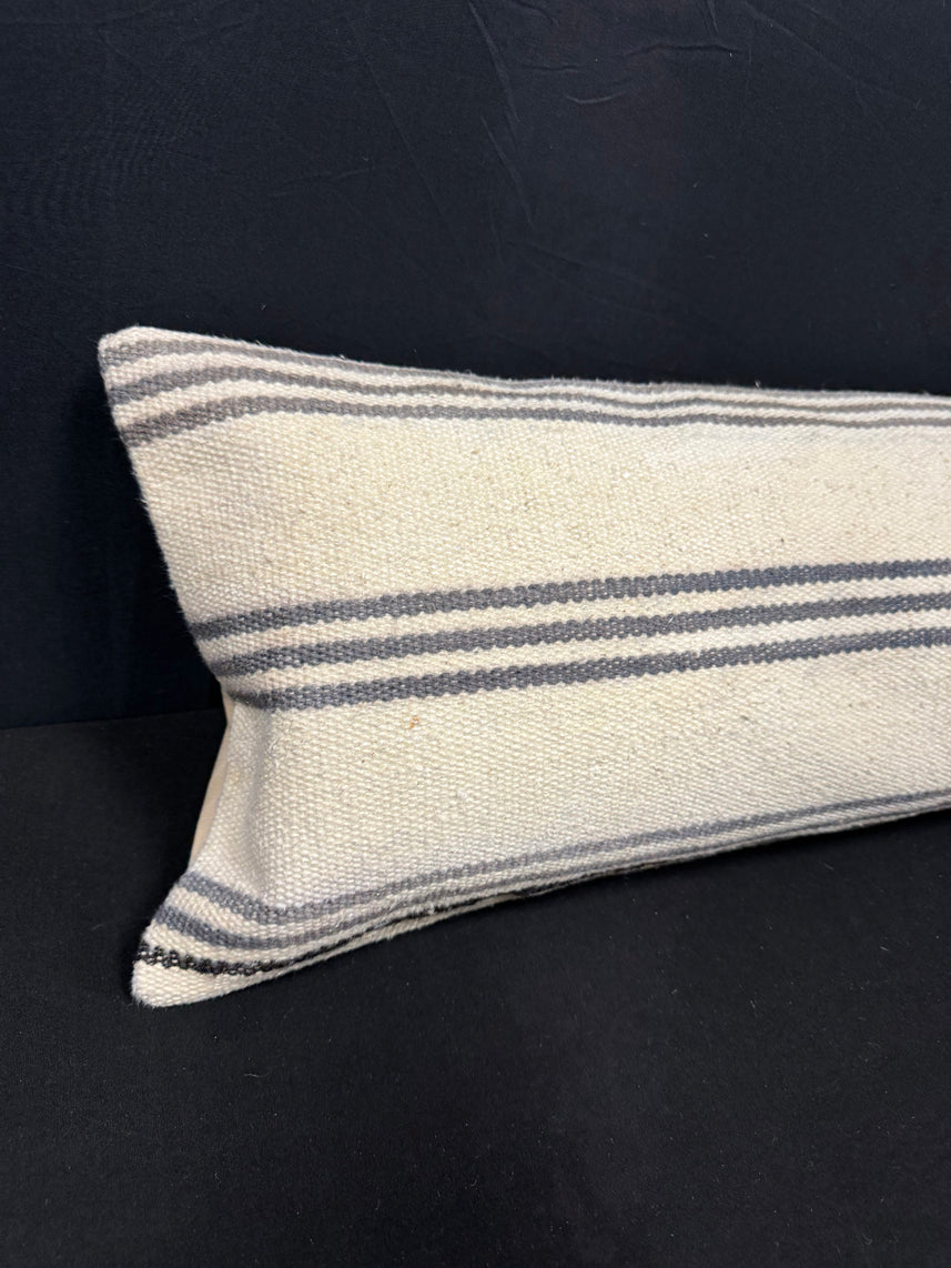 Turkish Hemp Pillow Cushion Natural Beige Gray Cushion Cover 12x46 #30323