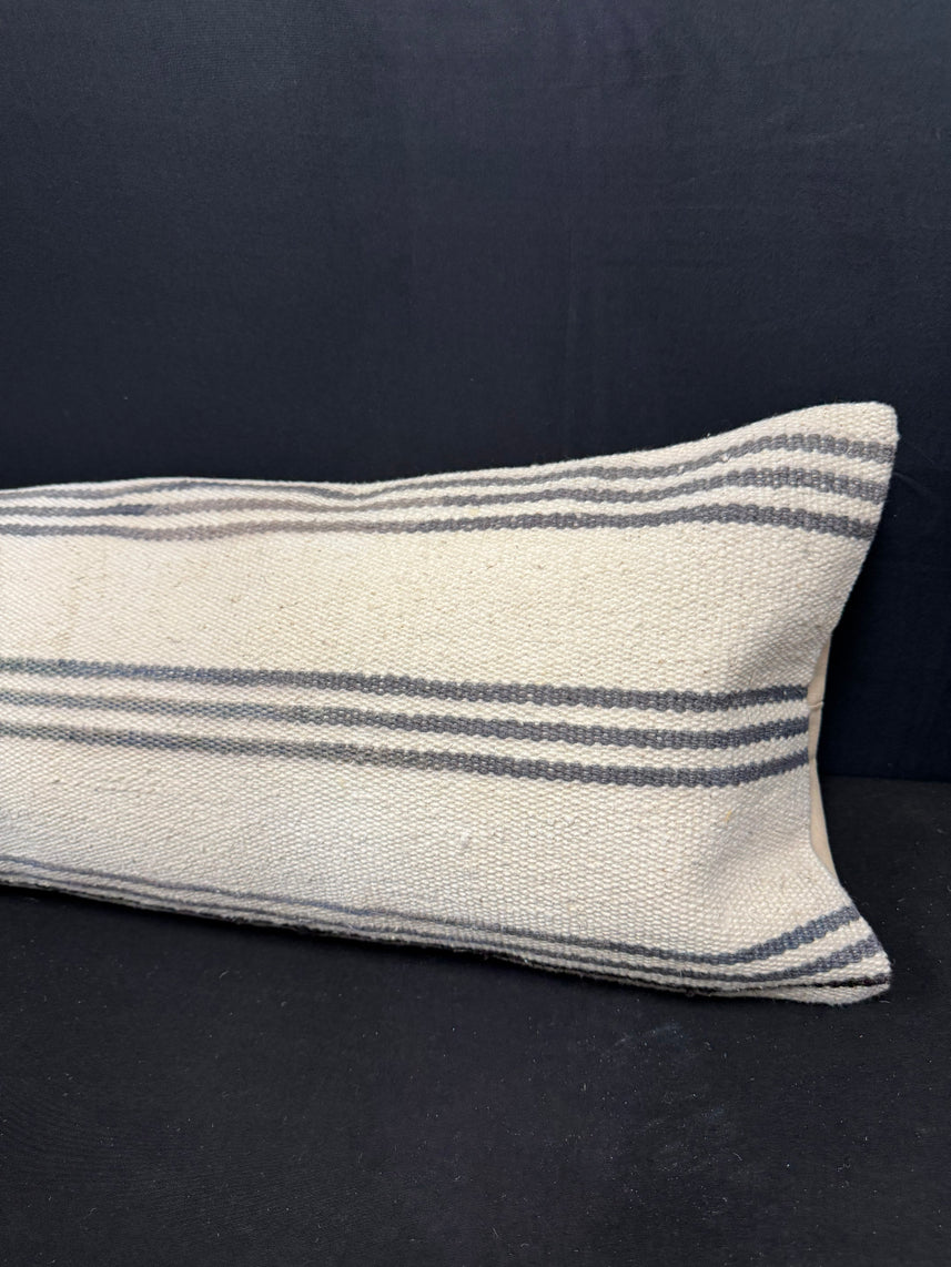 Turkish Hemp Pillow Cushion Natural Beige Gray Cushion Cover 12x46 #30323