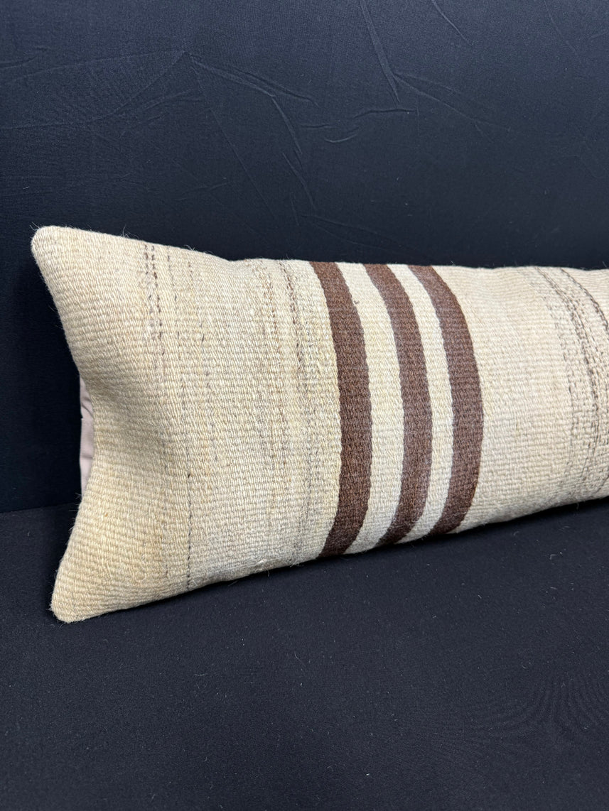 Turkish Hemp Pillow Cushion Natural Beige Brown Cushion Cover 12x46 #30285