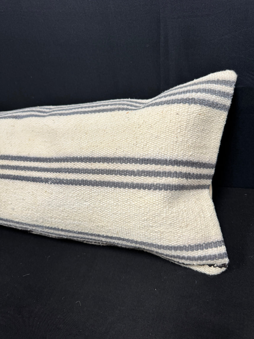 Turkish Hemp Pillow Cushion Natural Beige Gray Cushion Cover 12x46 #30331