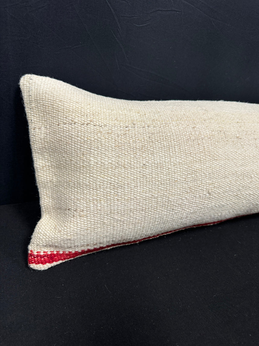Turkish Hemp Pillow Cushion Natural Beige Red Cushion Cover 12x46 #30330