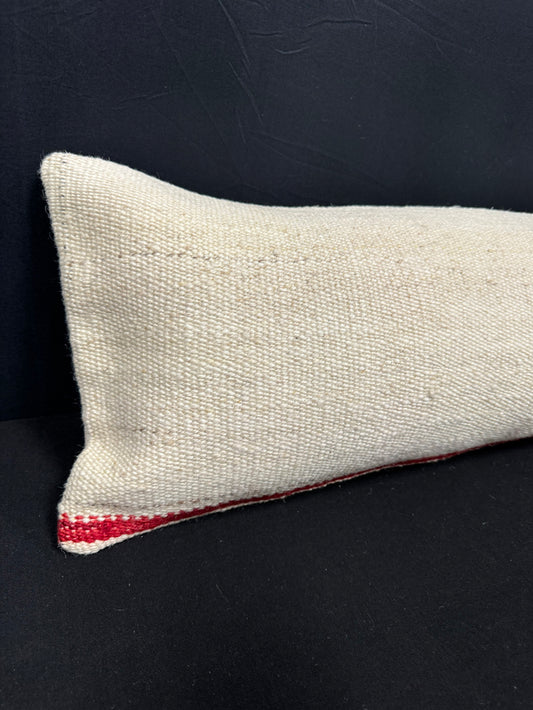 Turkish Hemp Pillow Cushion Natural Beige Red Cushion Cover 12x46 #30330