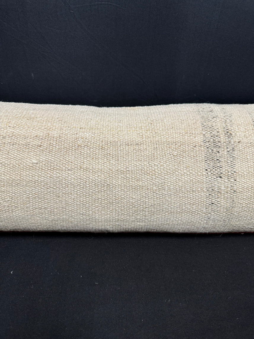 Turkish Hemp Pillow Cushion Natural Beige Red Cushion Cover 12x46 #30330