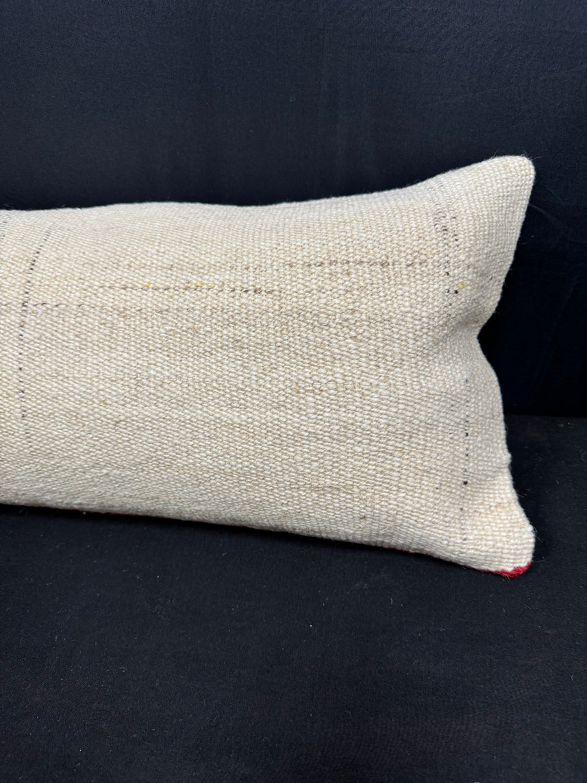 Turkish Hemp Pillow Cushion Natural Beige Red Cushion Cover 12x46 #30330