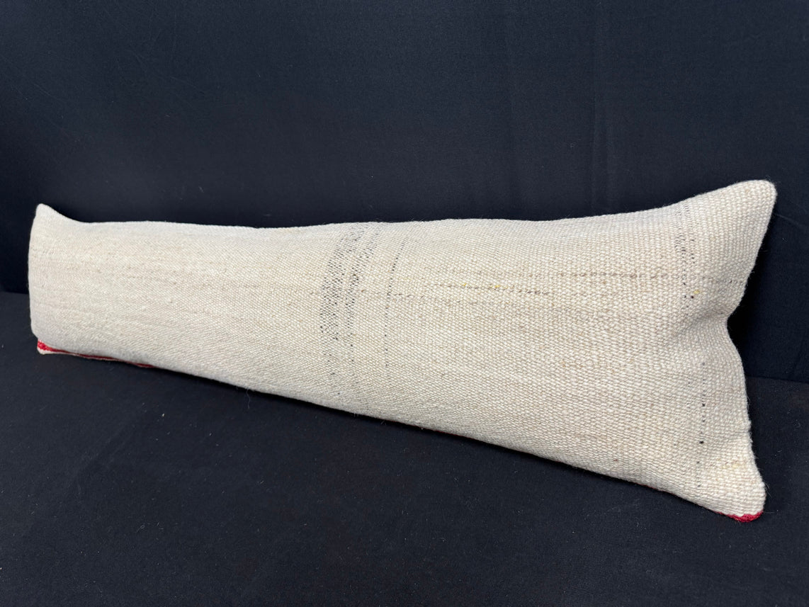 Turkish Hemp Pillow Cushion Natural Beige Red Cushion Cover 12x46 #30330